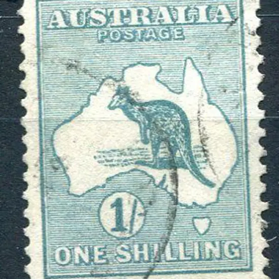 1915 2nd Watermark 1/- bright blue green. Fine ...