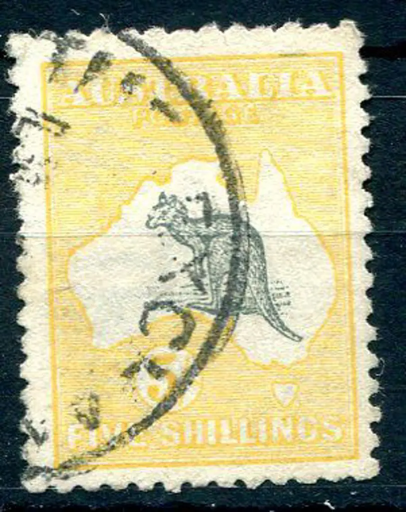 1915 2nd Watermark 5/- deep grey & yellow with ... Image 1++