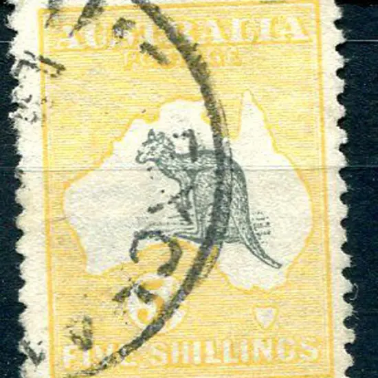 1915 2nd Watermark 5/- deep grey & yellow with ...