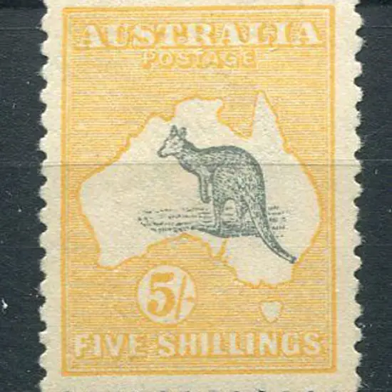 1915 2nd Watermark 5/- deep grey & yellow with ...