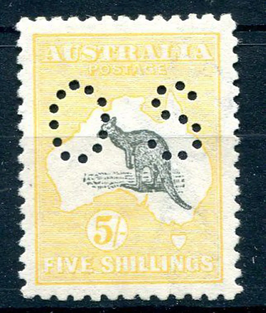 1915 2nd Watermark 5/- deep grey & chrome perfined ... Image 1++