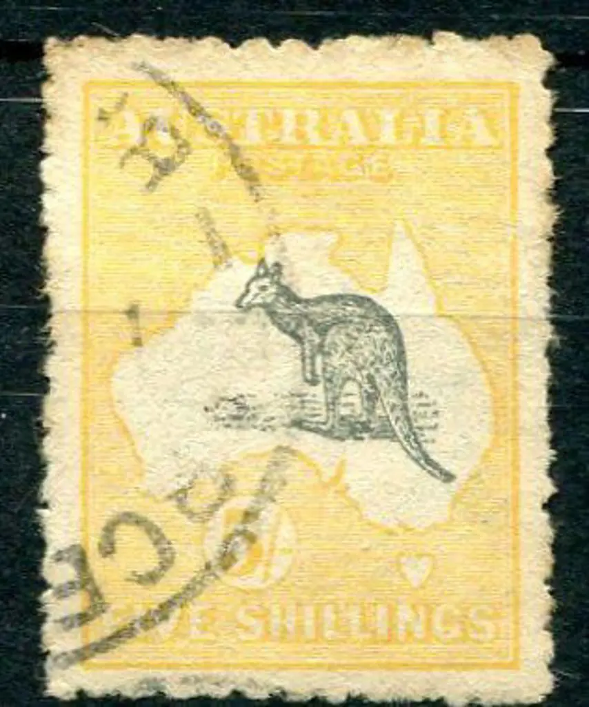 1915 2nd Watermark 5/- grey & yellow. Slightly ... Image 1++