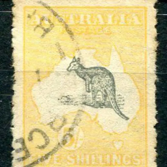 1915 2nd Watermark 5/- grey & yellow. Slightly ...