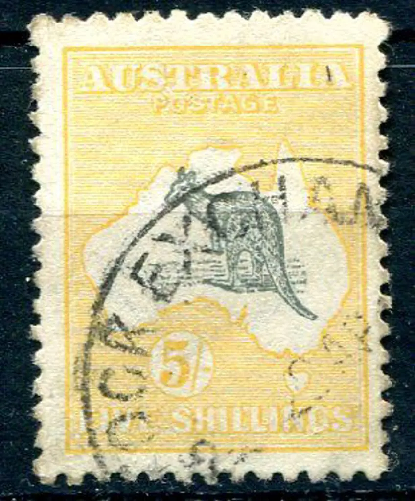 1915 2nd Watermark 5/- grey & yellow with inverted ... Image 1++