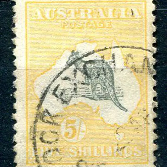 1915 2nd Watermark 5/- grey & yellow with inverted ...