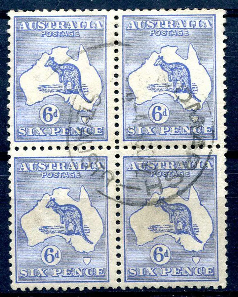 1915/28 3rd Watermark 6d blue block of 4 with ... Image 1++