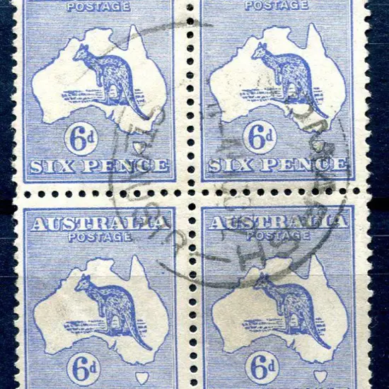 1915/28 3rd Watermark 6d blue block of 4 with ...