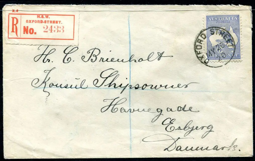 1915/28 3rd Watermark 6d ultramarine on regd cover ... Image 1++