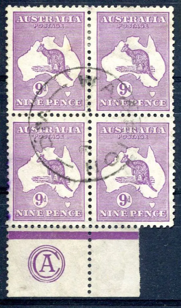 1915/28 3rd Watermark 9d violet in a CA monogram ... Image 1++