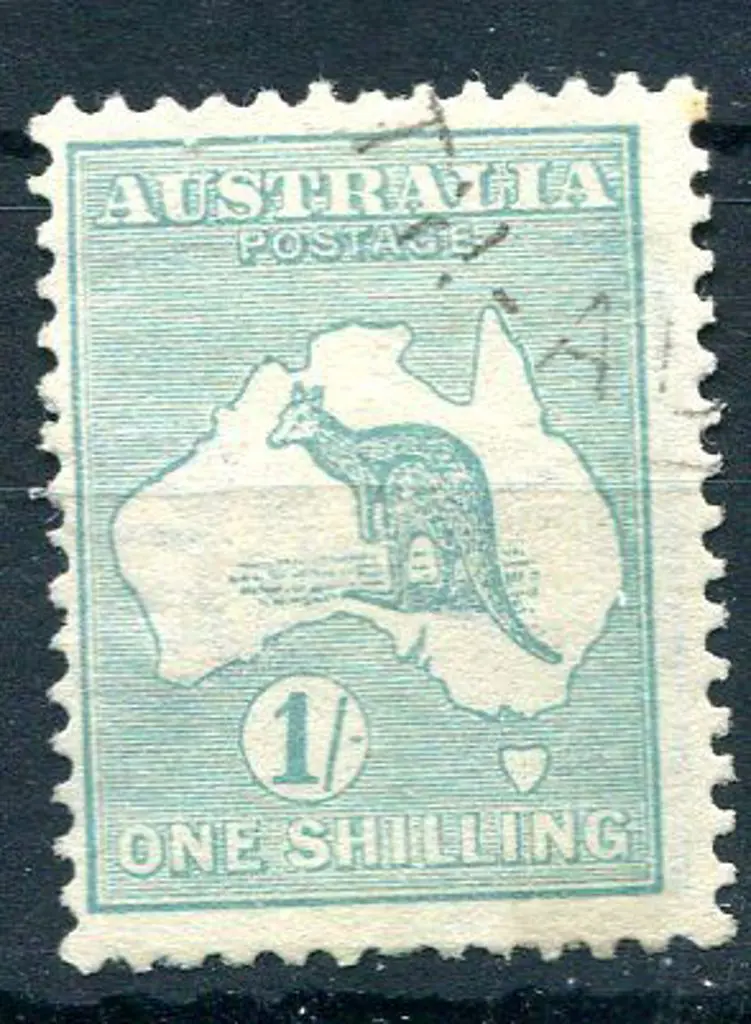1915/28 3rd Watermark 1/- blue green Die IIB with ... Image 1++