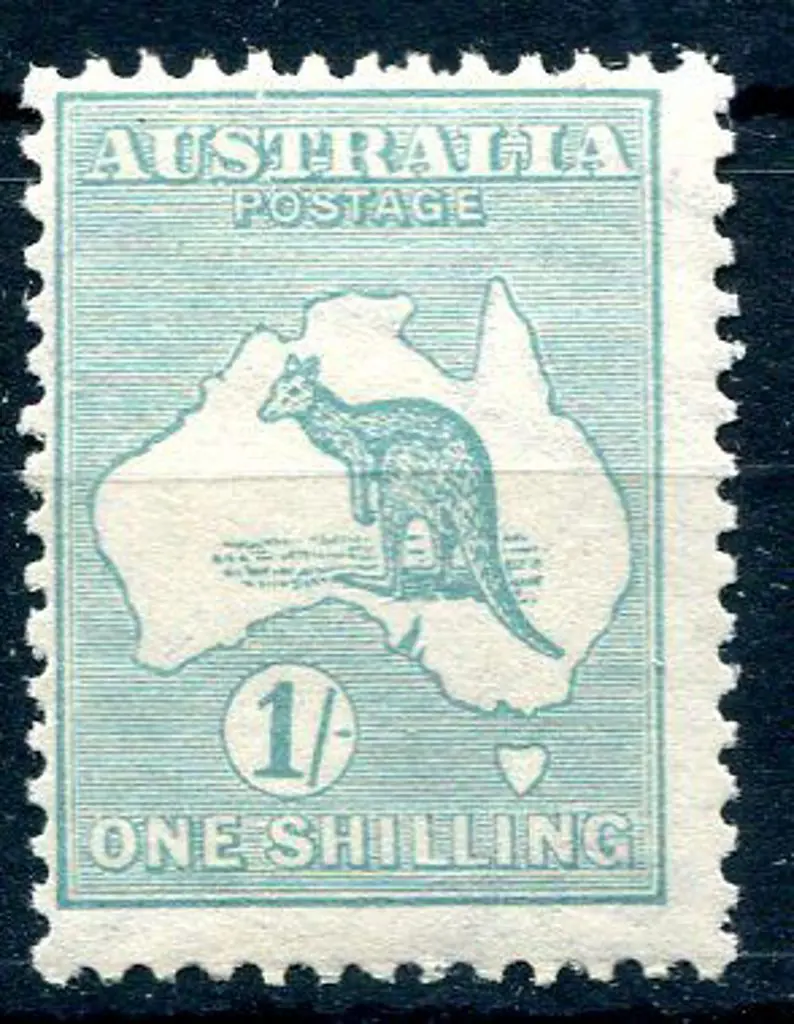 1915/28 3rd Watermark 1/- blue green with wmk ... Image 1++