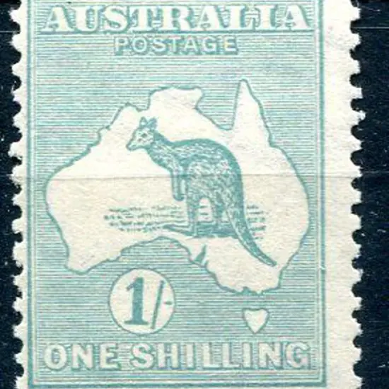 1915/28 3rd Watermark 1/- blue green with wmk ...