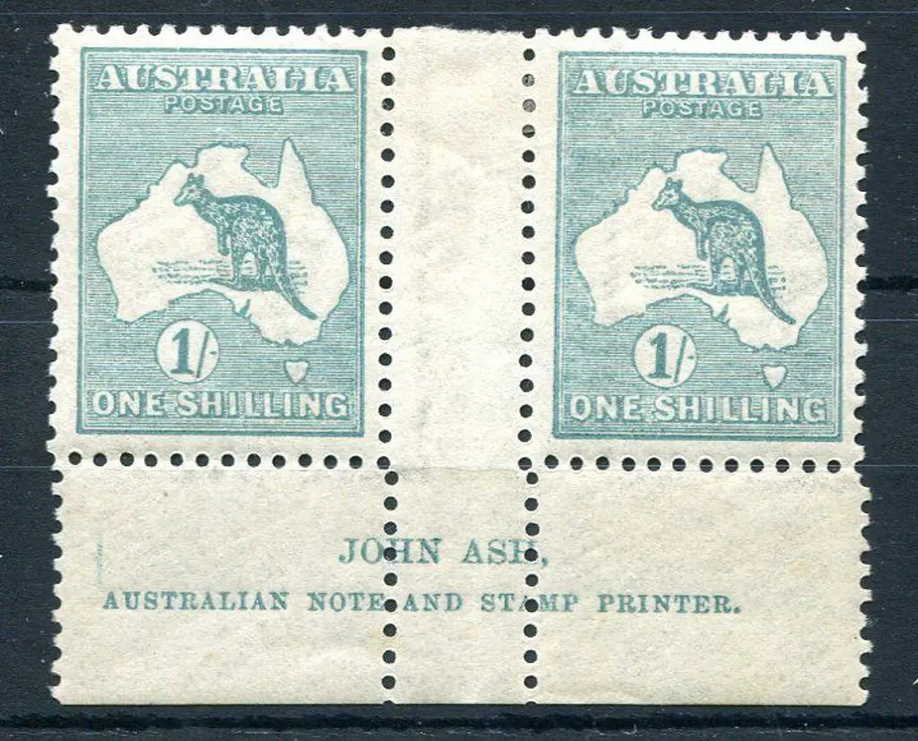 1915/28 3rd Watermark 1/- blue-green, Die IIB John ... Image 1++