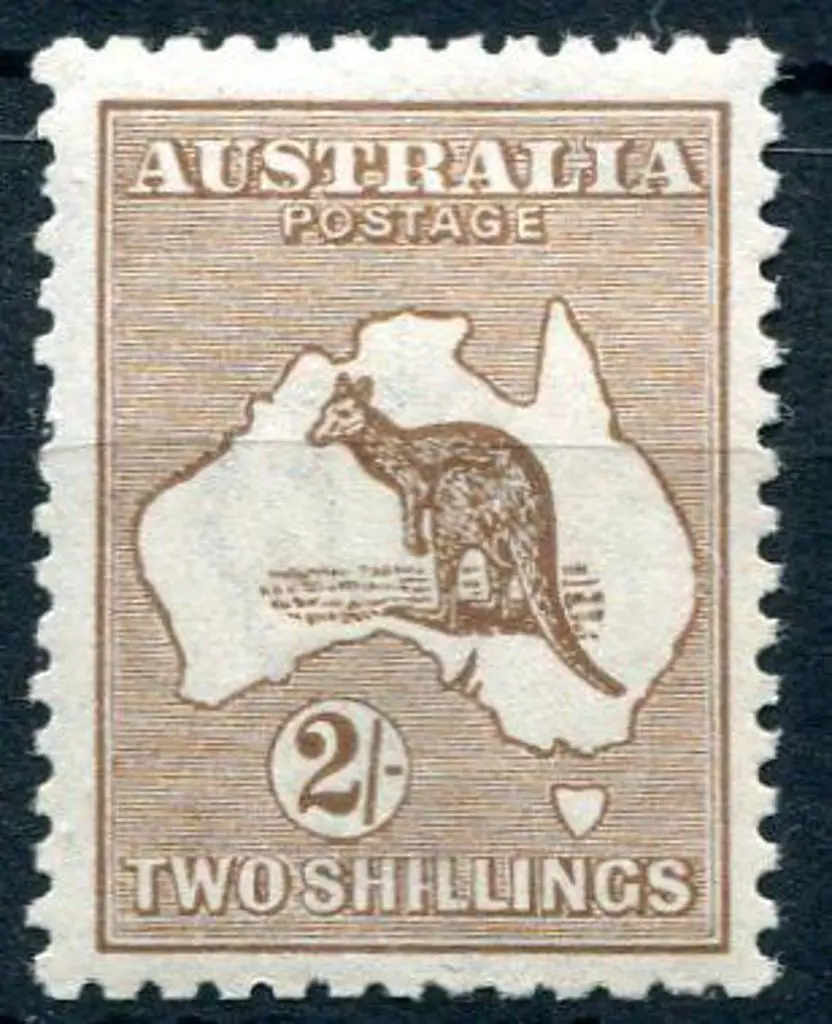 1915/28 3rd Watermark 2/- brown Kangaroo, Die 2. ... Image 1++
