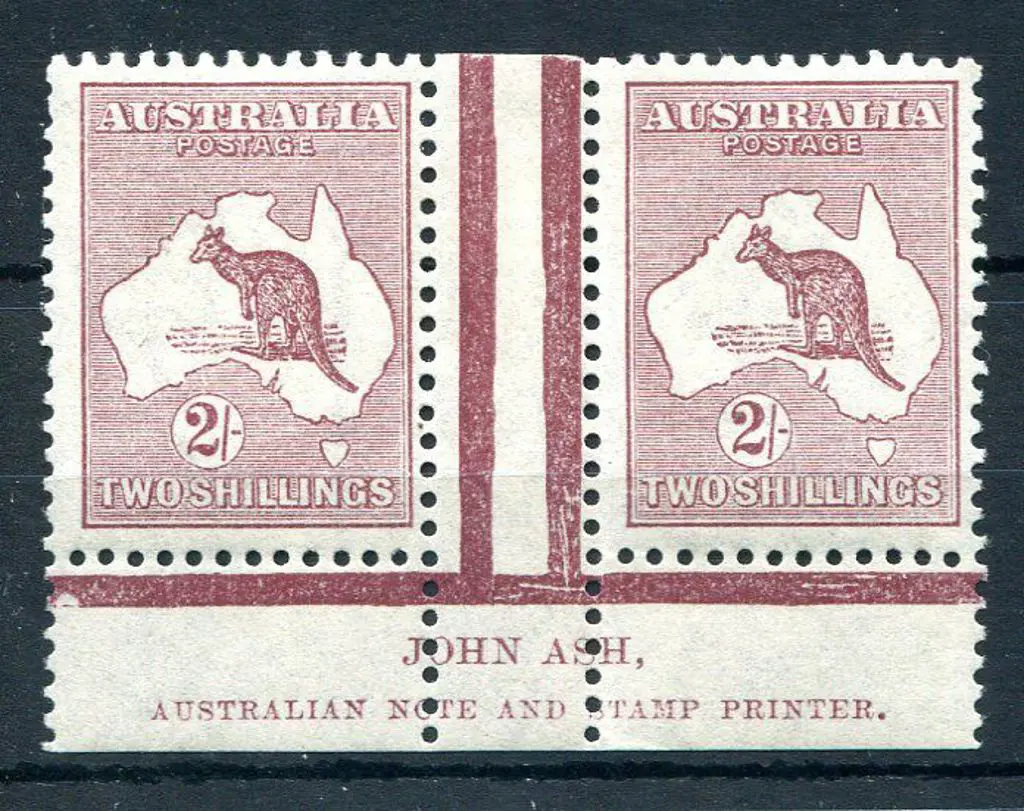1915/28 3rd Watermark 2/- maroon, Die II John Ash ... Image 1++