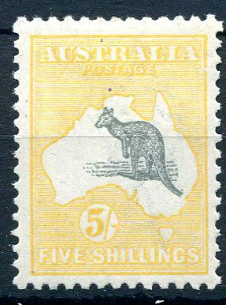 1915/28 3rd Watermark 5/- grey & deep yellow with ... Image 1++