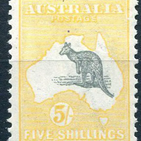 1915/28 3rd Watermark 5/- grey & deep yellow with ...