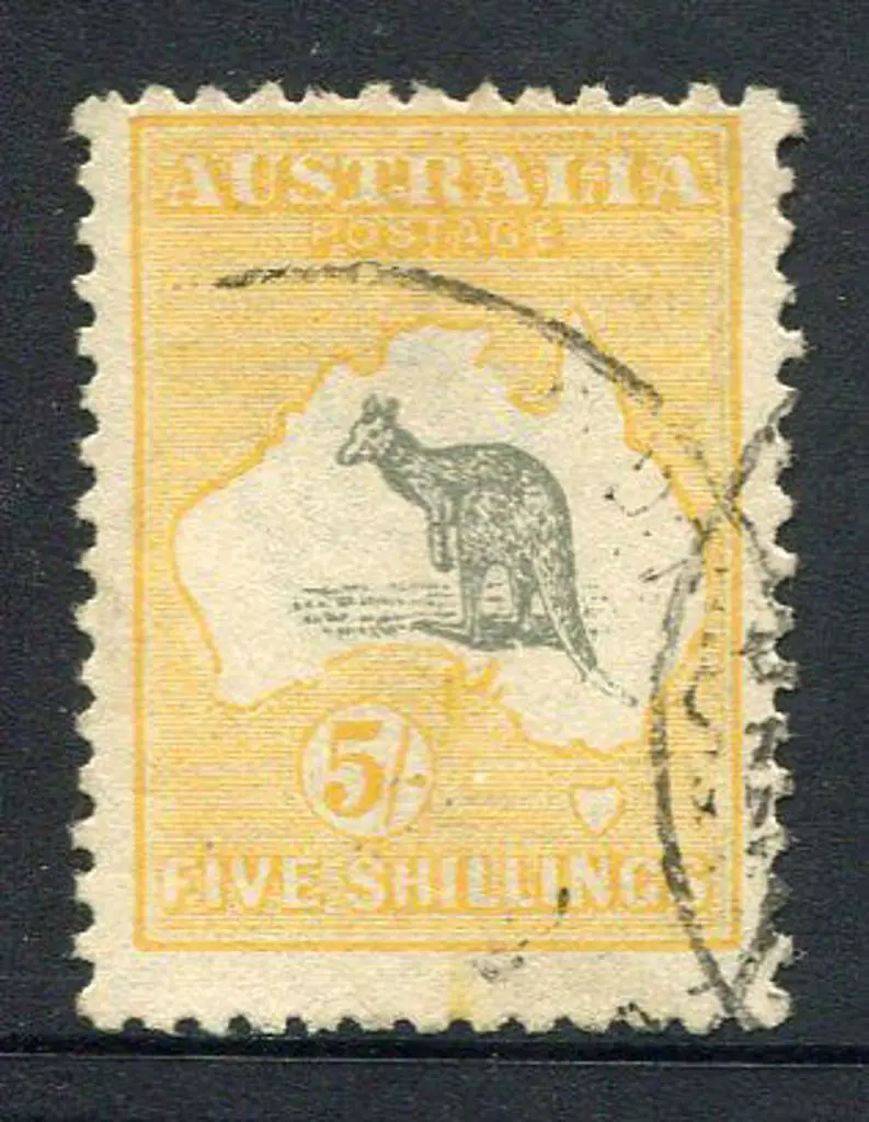 1915/28 3rd Watermark 5/- grey & deep yellow with ... Image 1++