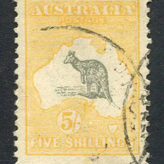 1915/28 3rd Watermark 5/- grey & deep yellow with ...