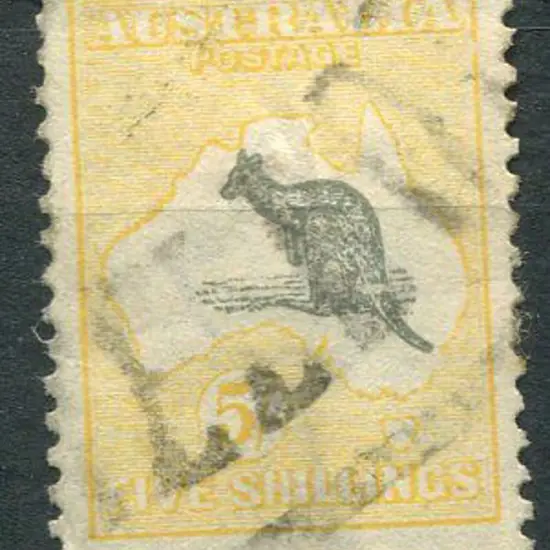 1915/28 3rd Watermark 5/- grey & pale yellow with ...