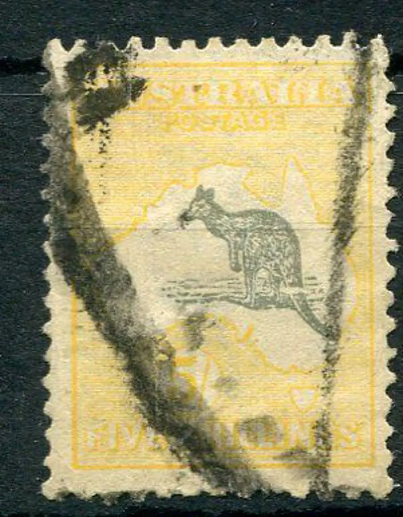 1915/28 3rd Watermark 5/- grey & pale yellow with ... Image 1++
