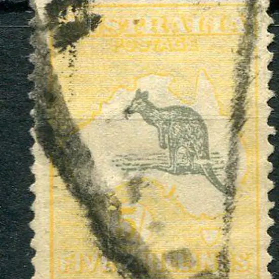 1915/28 3rd Watermark 5/- grey & pale yellow with ...
