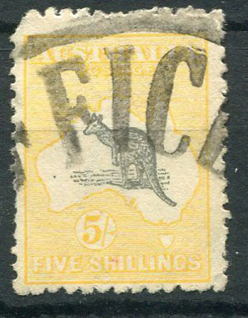 1915/28 3rd Watermark 5/- grey & pale yellow with ... Image 1++