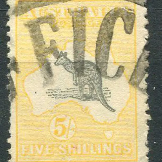 1915/28 3rd Watermark 5/- grey & pale yellow with ...