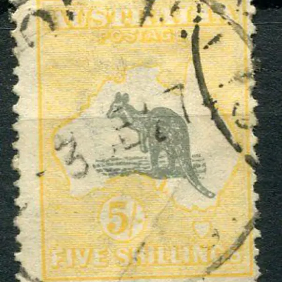 1915/28 3rd Watermark 5/- grey & pale yellow with ...
