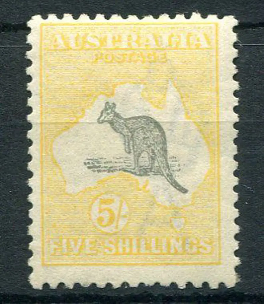 1915/28 3rd Watermark 5/- grey & pale yellow. ... Image 1++