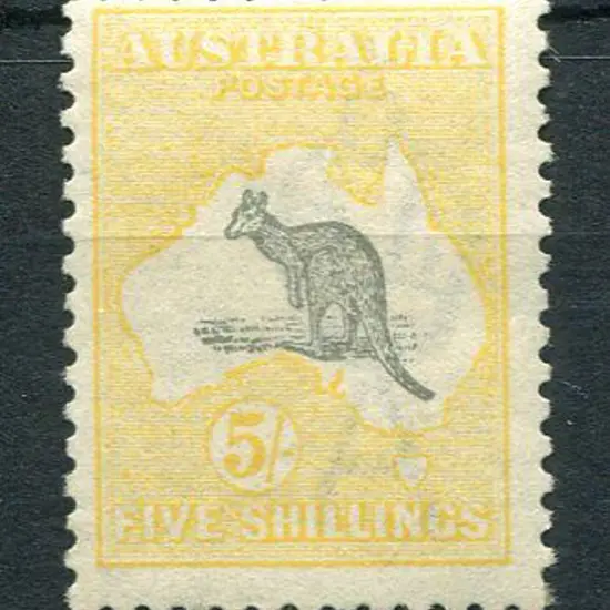 1915/28 3rd Watermark 5/- grey & pale yellow. ...
