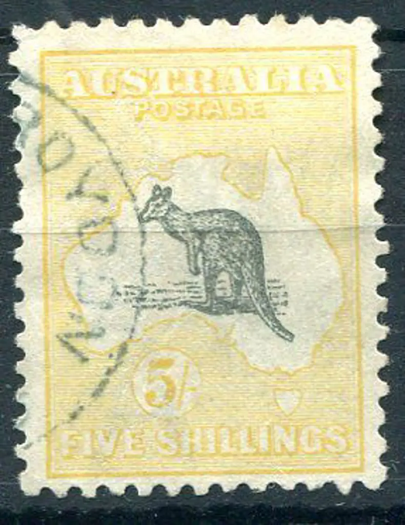 1915/28 3rd Watermark 5/- grey & pale yellow. Fine ... Image 1++