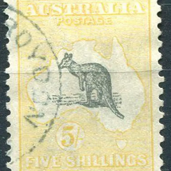 1915/28 3rd Watermark 5/- grey & pale yellow. Fine ...