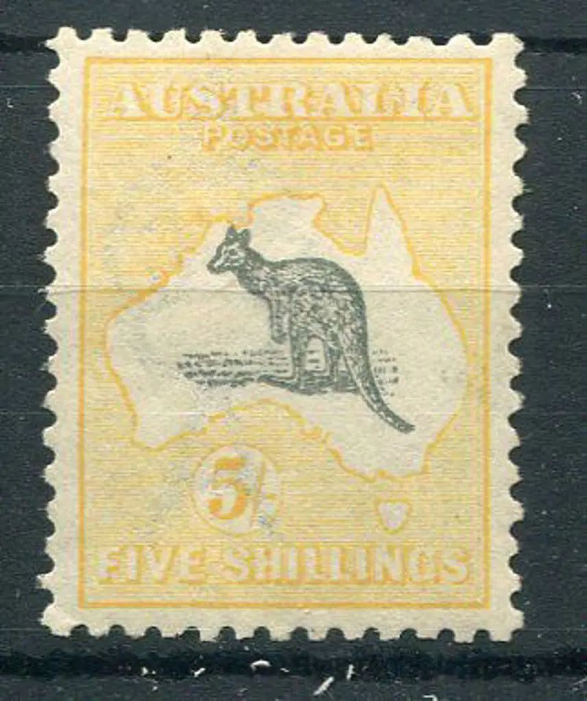 1915/28 3rd Watermark 5/- grey & yellow with ... Image 1++