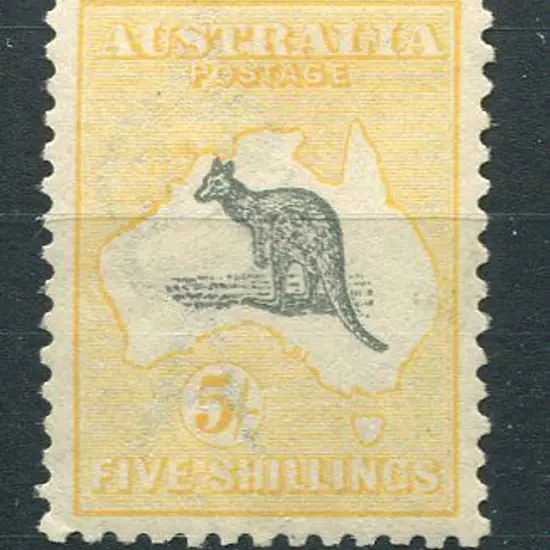 1915/28 3rd Watermark 5/- grey & yellow with ...