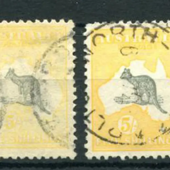 1915/28 3rd Watermark 5/- grey & yellow x 5 F/U ...