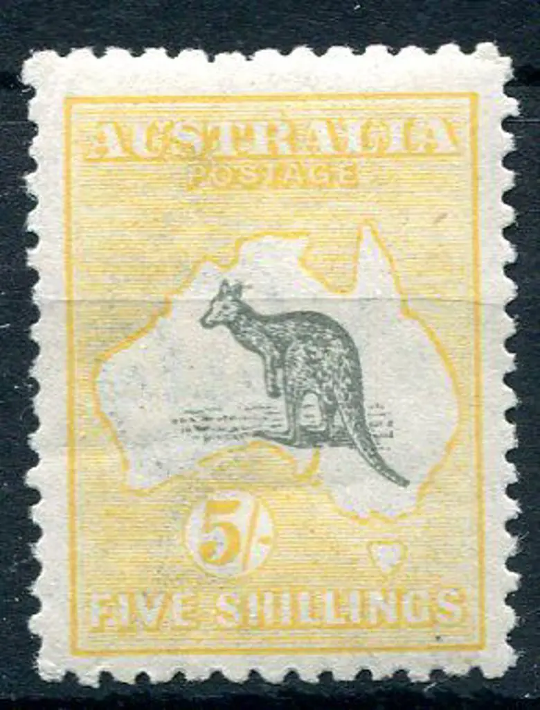 1915/28 3rd Watermark 5/- grey & yellow. Fresh ... Image 1++