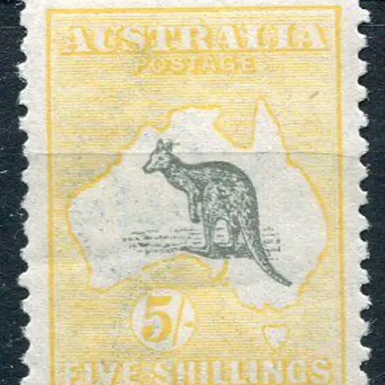 1915/28 3rd Watermark 5/- grey & yellow. Fresh ...