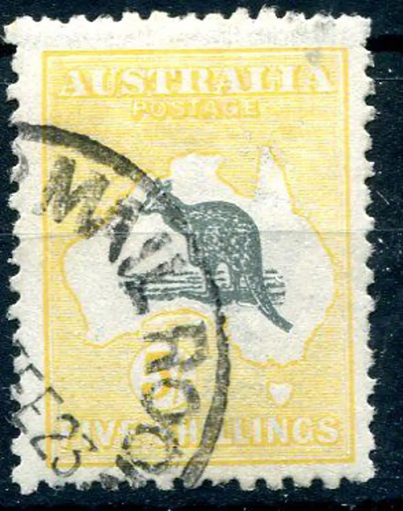 1915/28 3rd Watermark 5/- grey black & yellow ... Image 1++
