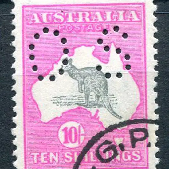 1915/28 3rd Watermark 10/- grey & deep aniline ...
