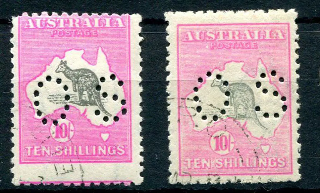 1915/28 3rd Watermark 10/- grey & intense aniline ... Image 1++