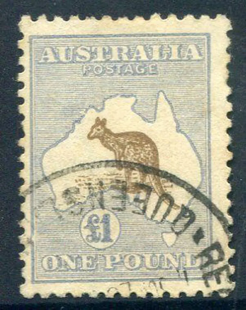 1915/28 3rd Watermark £1 chocolate & dull blue ... Image 1++