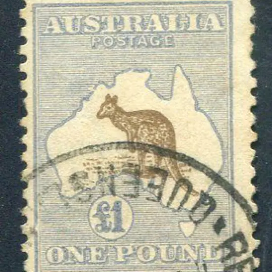 1915/28 3rd Watermark £1 chocolate & dull blue ...
