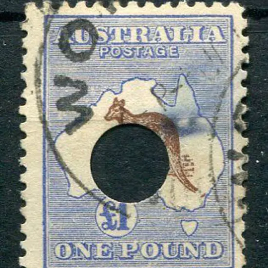 1915/28 3rd Watermark £1 purple-brown & blue with ...