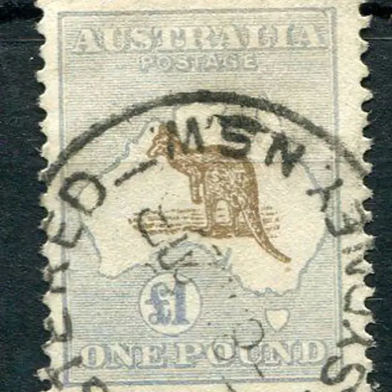 1915/28 3rd Watermark £1 light brown & pale blue. ...