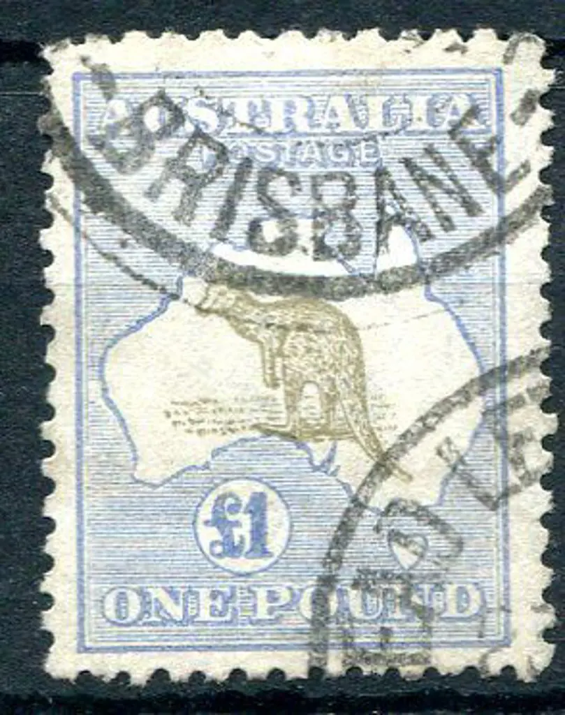 1915/28 3rd Watermark £1 olive-brown & pale blue. ... Image 1++
