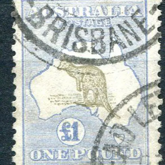 1915/28 3rd Watermark £1 olive-brown & pale blue. ...