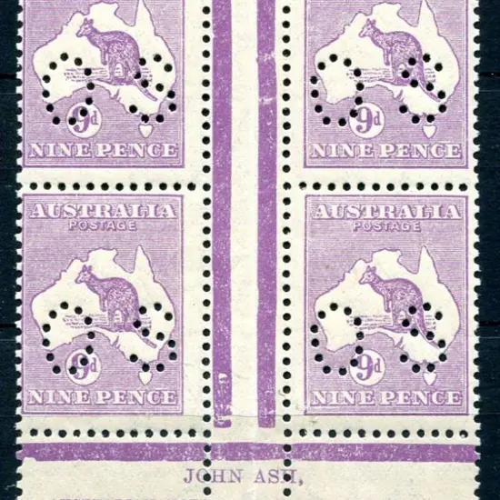 1929/30 Small Multiple Watermark 9d violet ...