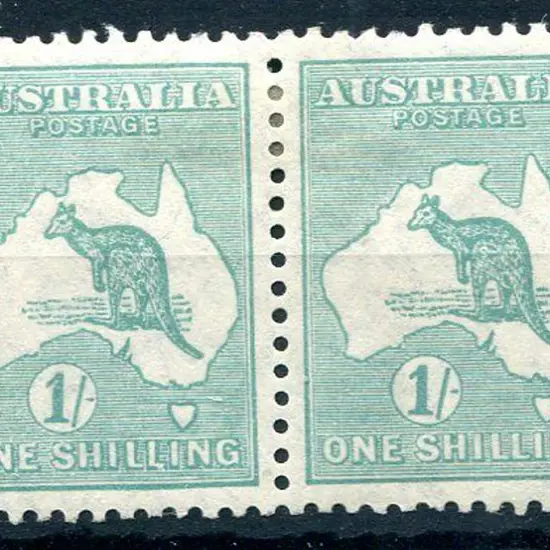 1929/30 Small Multiple Watermark 1/- blue green. ...