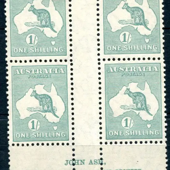 1929/30 Small Multiple Watermark 1/- blue green ...